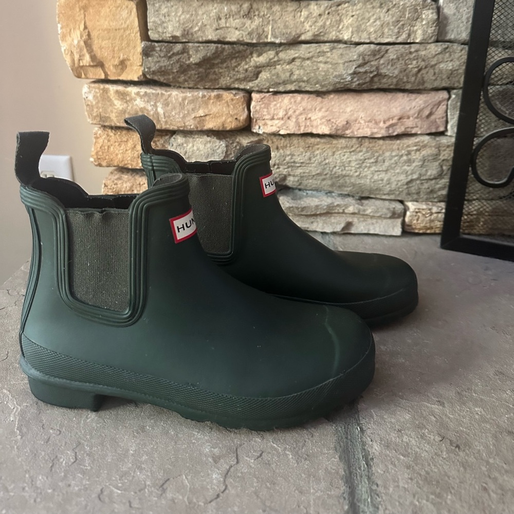 Hunter Dark Green Ankle Rain Boots